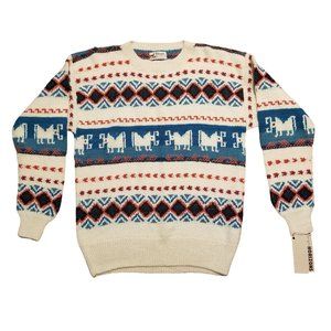 Fotrama‎ M Alpaca Wool Pullover Sweater Cozy Soft Knit Aztec Southwestern